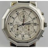 A Baume & Mercier Riviera stainless steel chronograph wristwatch,
