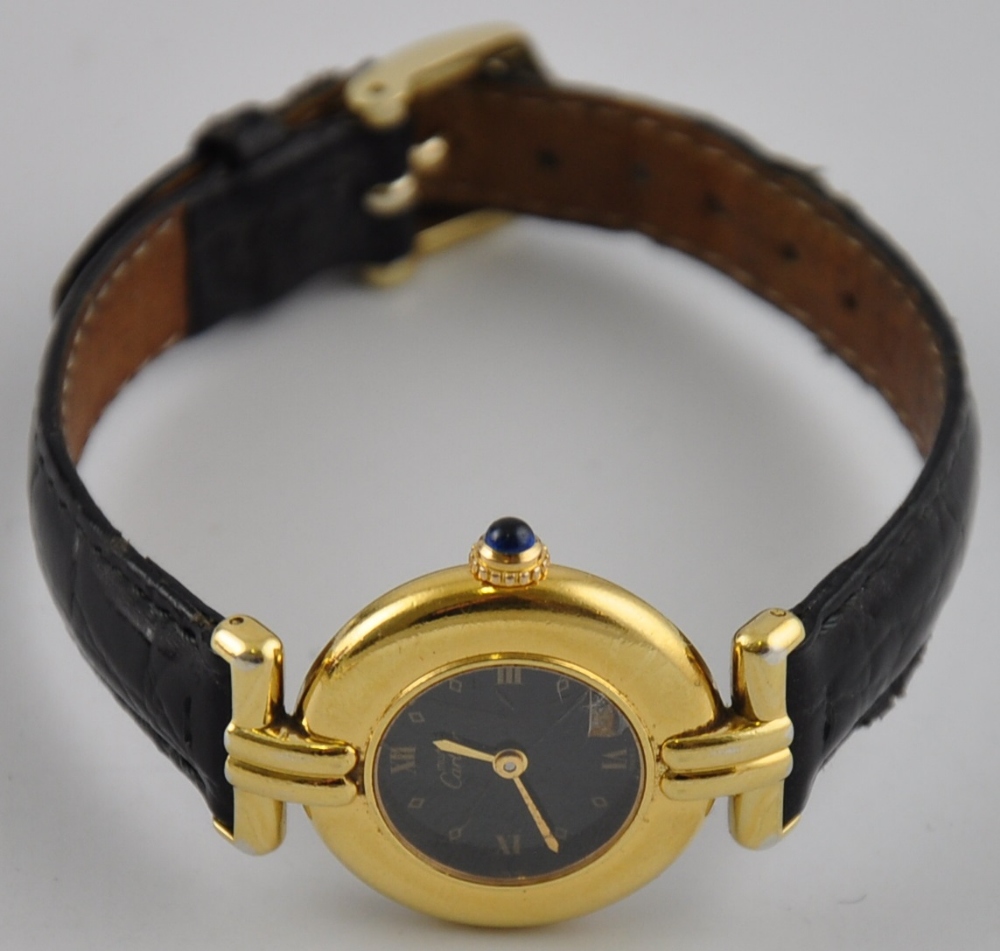 A Must de Cartier ladies silver gilt wristwatch, - Image 2 of 2