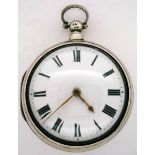 An early 19th Century silver pair cased pocket watch, both cases hallmarked 1837,