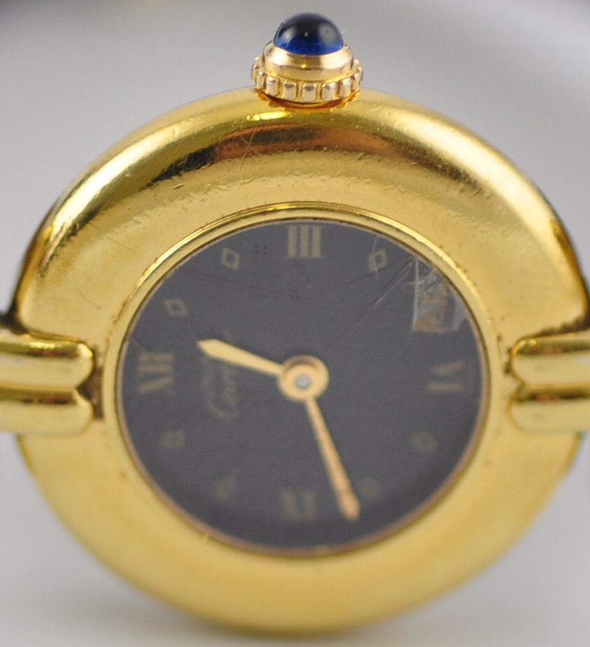 A Must de Cartier ladies silver gilt wristwatch,