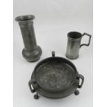 An early 20th Century Liberty Tudric pewter baluster vase, h:18cm together with a late Victorian