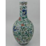 A Chinese doucai porcelain vase, of baluster form with elongated neck,