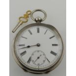 A silver open faced pocket watch,