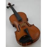 A late 19th / early 20th century violin, the 36cm two-piece back of good curl, unlabelled. L.