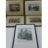 Four late Victorian topographical prints of Richmond together with a coloured aquatint - Hotel de