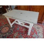 An 18th century style rectangular side table with distressed paint finish,