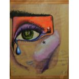 Contemporary school, 'I Can Change The World', a woman's eye crying, watercolour,