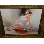 20th century school, a seated ballerina, oil on canvas, unsigned. H. 49cm W.