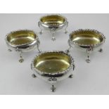 A set of four George III silver gilt lined salts,London, Samuel Meriton,1773,