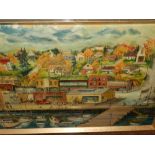 A Charles Trumbo Henry (American 1902-1964), 'View of Coastal Town', oil on canvas, signed C.