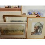 A collection of eight various watercolours, to include landscapes, street views and seascapes etc.