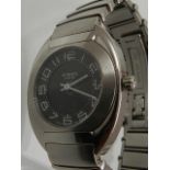 A ladies Hermes bracelet wristwatch with a steel case,