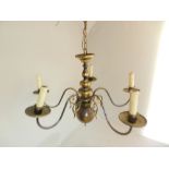 A Dutch style four branch chandelier, H.