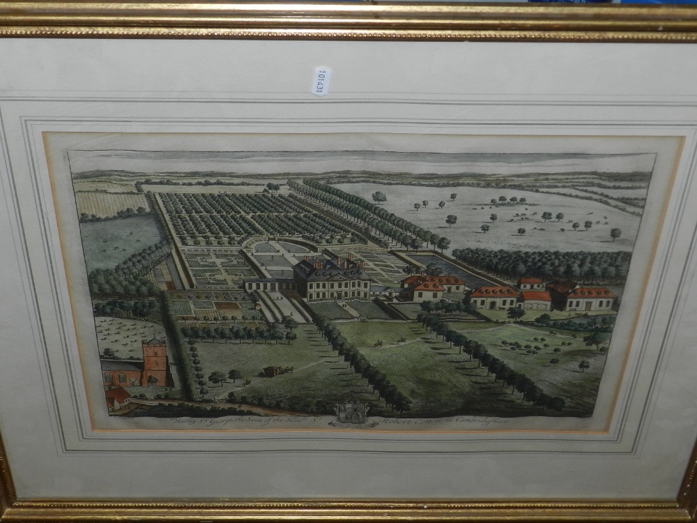 Three 19th century coloured engravings of country houses, to include Hackney St George, - Image 3 of 3