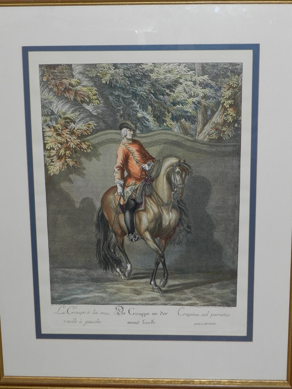 A pair of 18th century style equestrian colour engravings, H: 50cm W: 37cm, (2).