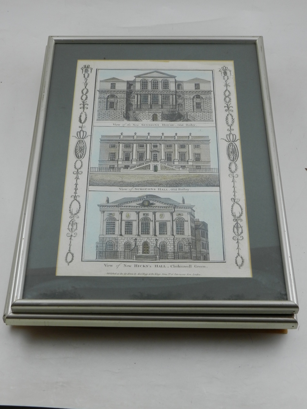 Eight 19th century coloured architectural engravings,