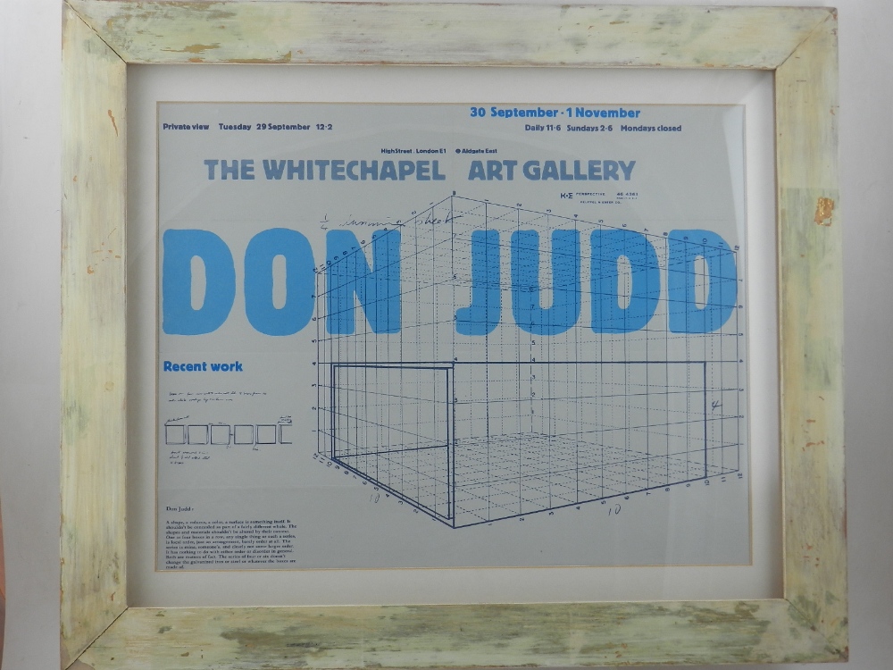 Don Judd - Whitechapel Art Gallery, exhibition poster, framed, 31 x 40cm.