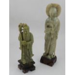 A Chinese jadeite carving of a farmer, H: 23cm,