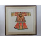 A Chinese ceremonial robe sketch, gouache, H: 35cm W: 35cm.
