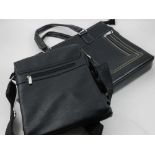 A black leather designer bag, together with another (2).