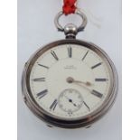 A late 19th century silver open faced pocket watch, dial and movement signed G.