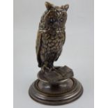 A late Victorian silver plated inkstand modelled as an owl,