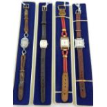 A collection of four ladies wristwatches.