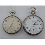 A Vertex open faced pocket watch, the white enamel dial with Roman numerals,