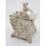 A silver plated Rococo style tea caddy