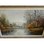 K. Warra (20th century Dutch school), a view of a river, oil on canvas, signed lower right. H.