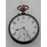 An early 20th century steel Longines open faced pocket watch,