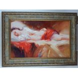 20th century school, Dreaming of You, a young woman sleeping, oil on canvas,