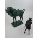 A cast bronze model of a horse,