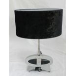 A Modern designer table lamp, with oval faux velvet shade. H.