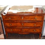 An 18th century and later restored walnut veneered chest of drawers,