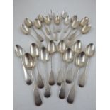 A collection of approximately 23 18th/ 19th century silver teaspoons, English and Scottish Assays,