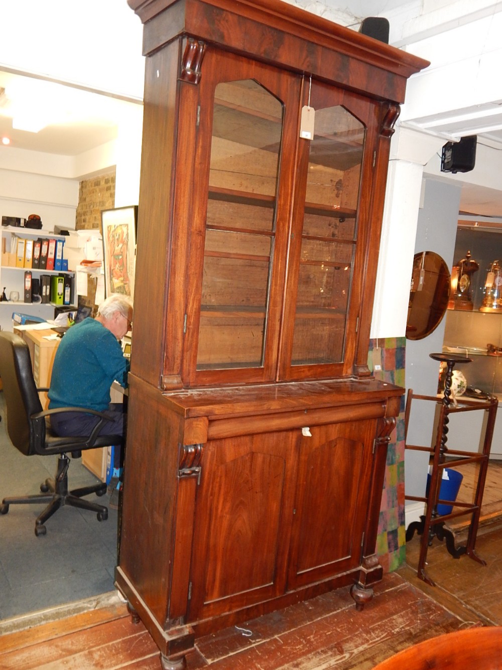 A Victorian mahogany cabinet bookcase,