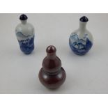 Three Chinese 18th century style porcelain snuff bottles