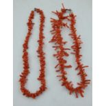 Two Chinese coral necklaces, circa 1920s.