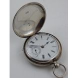 A late 19th century silver David Gee open faced pocket watch, the enamel dial with Roman numerals,