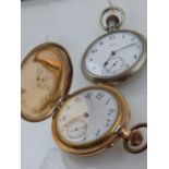 A gold plated hunter pocket watch,