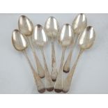 A set of seven George III silver spoons.