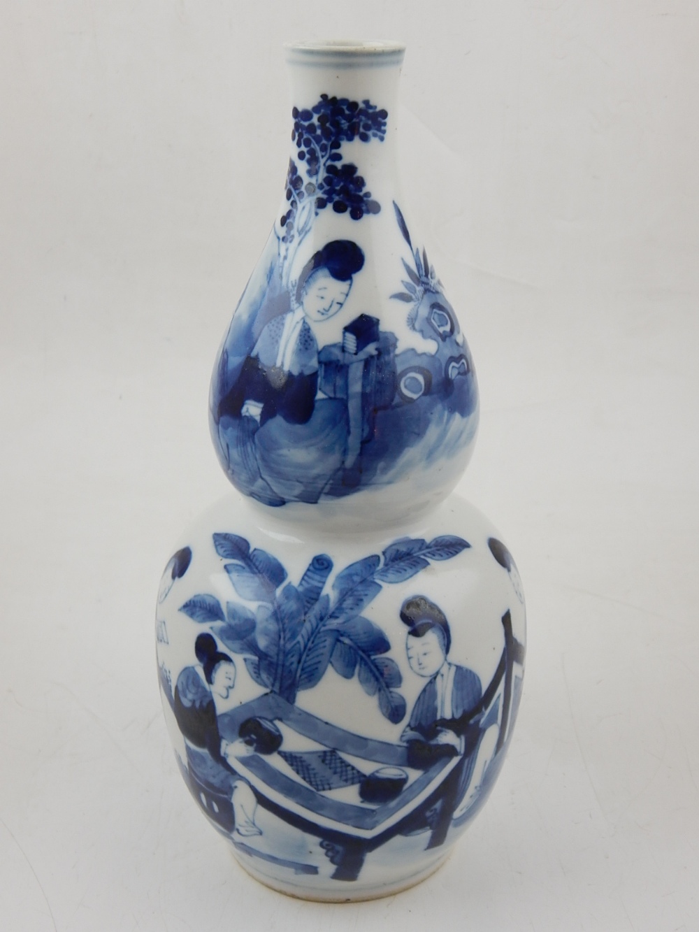 A 19th century Chinese blue and white double gourd vase,