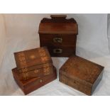Two Victorian parquetry inlaid walnut jewellery box,