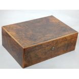 A Victorian boxwood strung rectangular figured walnut box, W.