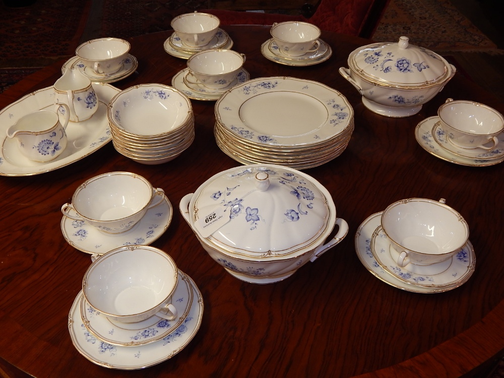 A Wedgwood 45 piece porcelain Ashbury pattern dinner service including soup bowls and saucers,