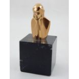 Contemporary, Figural Bust, polished bronze, raised on a marble base, H. 18cm.