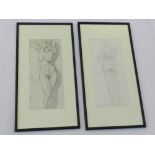 Ian W. Green (Contemporary British school), a pair of nude studies, pencil on paper, one of a nude