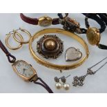 Three 9ct yellow gold ladies wristwatches, all with leather bracelets,