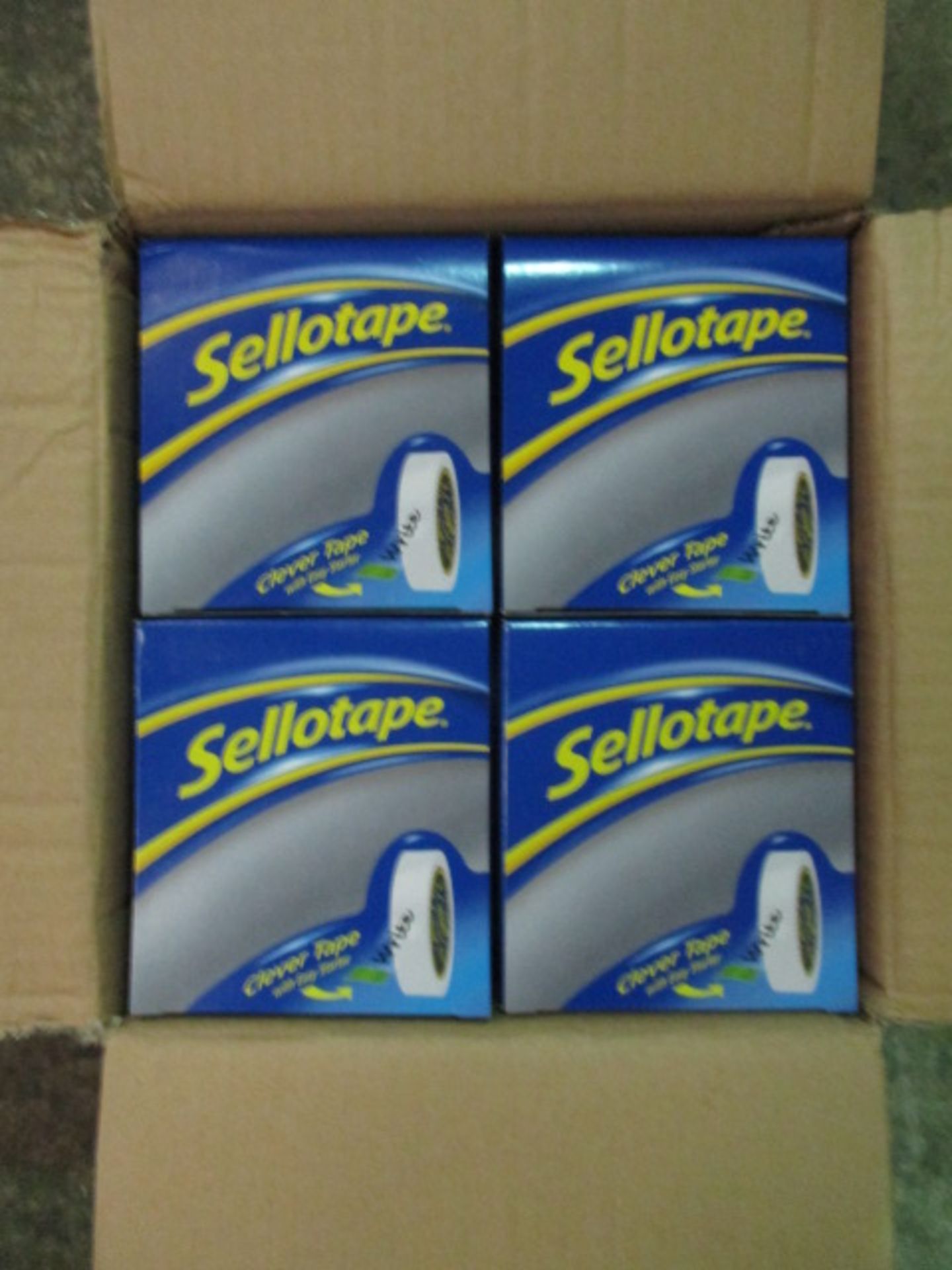 4 x Boxes of Sellotape 'Clever Tape' - 6 Rolls Per Box, 24 in Total - RRP £3.99 Per Roll